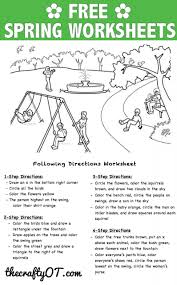 Following Directions Worksheets Kindergarten In 2020 Spring Worksheet Following Directions Activities Occupational Therapy Activities