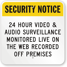 Warning security property 24 hour video surveillance cctv camera 8x10 photo sign. 24 Hour Video Audio Surveillance Monitored Live Sign Sku K 7448