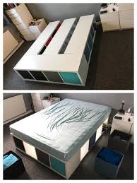 Ikea Diy Kallax Bed Link In Der Beschreibung Um Mehr Uber Eine Grossartige Ikea Diy Kallax Bed Gt Li In 2020 Diy Storage Bed Diy Platform Bed Ikea Diy