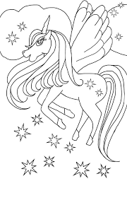 Unicorns coloring page with few details for kids. Flying Unicorn Coloring Page Coloring Pages Blog General