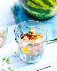 Ceviche Multicolore Pasteque Et Melon Pour 6 Personnes Recettes Elle A Table Recette Alimentation Ceviche Recette Ceviche