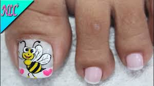 Catalogo de uñas decoradas de los pies mariposas. Diseno De Unas Abejita Para Pies Bee Nail Art French Nail Art Nlc Youtube