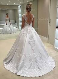 Ball Gown V Neck Royal Train Wedding Dresses With Beading Appliques Lace 002144899 Ball Gowns Wedding Ball Gown Wedding Dress Wedding Dress Train