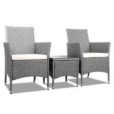 3 Piece Outdoor Chair And Table Set Grey Australia Comprising Two Ample Size Sofas A Matching Glass To Outdoor Furniture Chairs Outdoor Chairs Furniture Sets