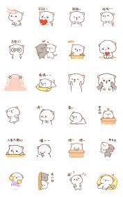 Mochi Mochi Peach Cat Daily Life Sticker For Line Whatsapp Android Iphone Ios Kartu Lucu Seni Kucing Kartu Kertas