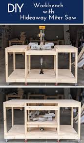 Diy Workbench With Hideaway Miter Saw In 2020 Workbench Plans Diy Diy Workbench Workbench