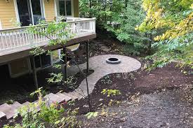 You can dive right into the water from there when you are ready to jump back in. Firepit Patio Backyard Landscape Ideas Circular Paver Patio Trunorth Landscaping