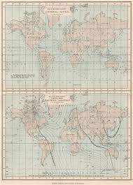 World Cotidal Lines Curves Of Equal Magnetic Variation Admiralty Chart 1886 Map