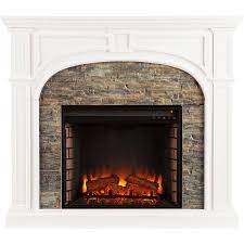 Modern electric fireplaces feature realistic flames that have been able to simulate the charm of robust crackling flames in amazing sourcing a quality electric fireplace can be difficult if not impossible. Southern Enterprises Sei Tanaya Stacked Stone Electric Fireplace