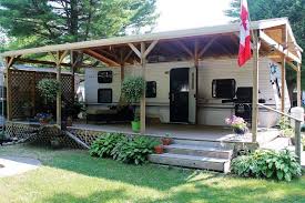 Patio, deck & landscaping ideas. Rv Patio Ideas Decorating Ideas Inspirations Camper Trailers Building A Deck Trailer Deck