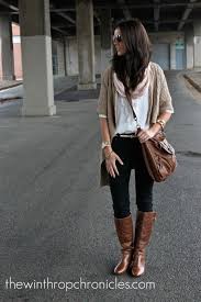 Woman Black Jeans And Brown Boots Outfits With Knee High Boots Double Take After I See One Wearing That Sort Of Outfits Maybe Its The Casual Outfits Fashion Casual