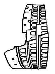 El coliseo de roma, es una de las más grandes construcciones romanas que ha llegado hasta nuestros días. Coliseo Romano Para Colorear