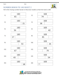 Free kindergarten to grade 6 math worksheets, organized by grade and topic. Number Bonds Worksheets To 100