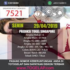 Prediksi Togel Singapore 29 April 2019 Mainan Sydney Malaysia