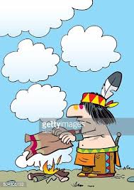 Cartoon Indian Man Sending A Message By Smoke Signals Cartoon Free Illustrations Indian