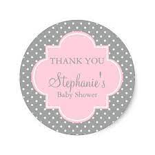 Grey White And Pastel Pink Polka Dot Baby Shower Classic Round Sticker Zazzle Com Polka Dot Baby Shower Baby Shower Pink Polka Dots