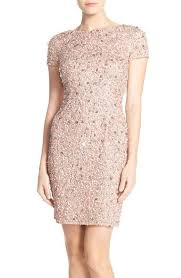 Adrianna Papell Sequin Mesh Sheath Dress Regular Petite Dresses Petite Cocktail Dresses Sequin Cocktail Dress