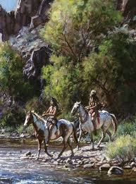 Martin Grelle Whitewater Crossing Indian Picture Cavalos Indio Americano Indio