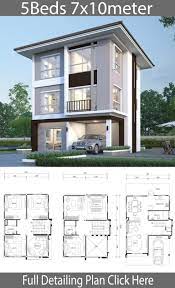 House Design Plan 7 6x10 6m With 5 Bedrooms Home Ideas 76x106m Bedrooms Design 3 Storey House Design Building Plans House Modern House Plans