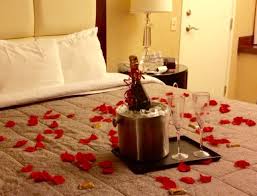 Bring Rose Pedals And Champagne For Your Hotel Room Set Up While Your Partner Is In The Bathroom F Romantic Room Decoration Romantic Hotel Rooms Romantic Room