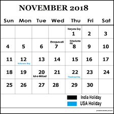 Pin On November 2018 Calendar With Holidays