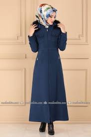 Modaselvim Kaban Kurk Kapsonlu Kase Kaban 224dfl152 Indigo Abayas Fashion Shirt Dress Dresses