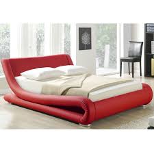 Get 5% in rewards with club o! King Size Modern Red Faux Leather Upholstered Platform Bed With Curved Headboard Fastfurnishings Com