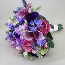 17 piece package wedding bouquets bridal silk flowers sunflower royal cascade. Artificial Flowers Wedding Bouquet Pink Purple Bridal Posies