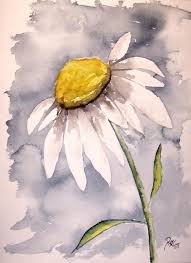 Daisy Modern Poster Print Fine Art Painting By Derek Mccrea Watercolor Flowers Art Painting Flower Painting