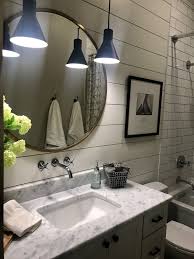 Modern Farmhouse Bathroom Sw Agreeable Gray Brass Mirror Shiplap Sw Alab Modern Farmhouse Bathroom Farmhouse Bathroom Decor Contemporary Bathroom Furniture