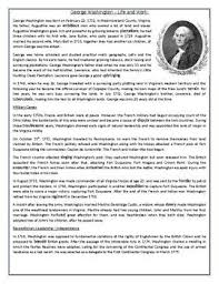 George Washington Life And Work Reading Comprehension Worksheet Reading Comprehension Reading Comprehension Worksheets Comprehension Worksheets
