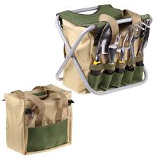 Garden Tools Seat Gardening Equipment Outdoor Yard Patio Trowel Rake Shovel Fork Garden Tool Bag Tool Bag Garden Tool Set