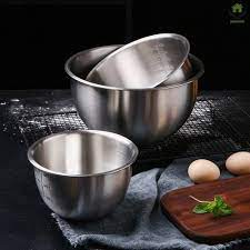 ♈▥✣Stainless Steel Mixing Bowl with Scale 4.5 Quart Deep Egg Bowls 9 Inches  Kitchen Metal for Baking Cooking Salad Frui | Shopee Singapore