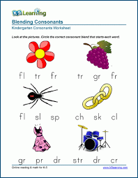 Model proper use for students: Consonant Blends Worksheets For Preschool And Kindergarten K5 Learning
