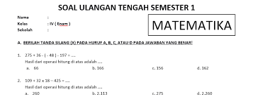 Soal Uts Matematika Kelas 6 Sd Semester 1 Dan Kunci Jawaban Bimbel Brilian