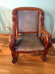 Rare 1800 S Antique American Victorian Edwardian Mahogany Rocking Chair Lion Paw Rocking Chair Chair Wood Chair