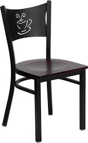 Hercules Commercial Coffee House Restaurant Chair W Mahogany Wood Seat Bar Restaurant Furniture Tables Metal Restaurant Restaurant Chairs Coffee Chairs