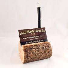 Business card holder case clear plastic id pocket box wallets uk manufactured. Amazon Com Tree Wood Business Card Holder With Bark And Pen Hole Custom Engraving Available Handmade