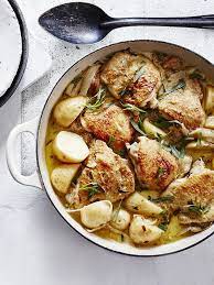 New Potato Chicken And Tarragon Casserole Recipe Roast Chicken Dinner Best Chicken Thigh Recipe Recipes