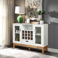 Product title alan sideboard buffet server with wine rack, glass c. Costway Wood Wine Storage Cabinet Sideboard Console Buffet Server W Wine Rack Drawer