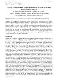 But firstly, the mechanical properties of the efb fiber should be quantified. Effect Of Fibre Size On The Tensile Properties Of Oil Palm Empty Fruit Bunch Fibre Composites Scientific Net