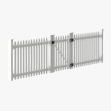 Arbor, trellis, wrought iron insert, gate, crawling plants and flowers. White Picket Fence Section And Gate