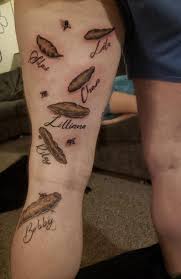 Tattoos with kids names are symbolic of the deep bonding that is shared between the parents and the kids. Dad Labelled Gross For Getting Poo Tattoos With His Kids Names On His Leg Mirror Online