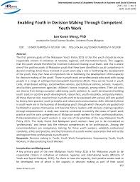 Malaysia government call centre (mygcc). Pdf Enabling Youth In Decision Making Through Competent Youth Work