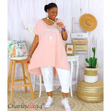 La tunique chiffon imprimé 69,00 $ 49,95 $ can. Tunique T Shirt Ete Femme Grandes Tailles Silver Rose Charleselie94