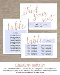 Seating Chart Cards Wedding Templates Rose Gold Printable