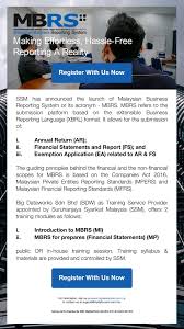 The malaysian business reporting system (mbrs) platform, introduced by ssm, is deemed to be a new dimension of digital storage without the need to print hundreds of pages. Mbrs Malaysia Mbrs Solutions Services Ssm Has Facebook