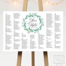 Green Wreath Wedding Seating Chart 6 Designs