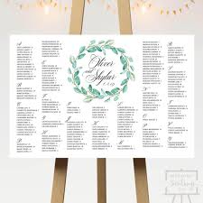 green wreath wedding seating chart 6 designs