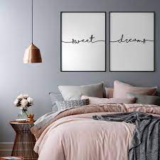 Sweet Dreams Print Set Of 2 Prints Bedroom Wall Decor Above Etsy Rose Gold Bedroom Bedroom Decor Home Decor Bedroom